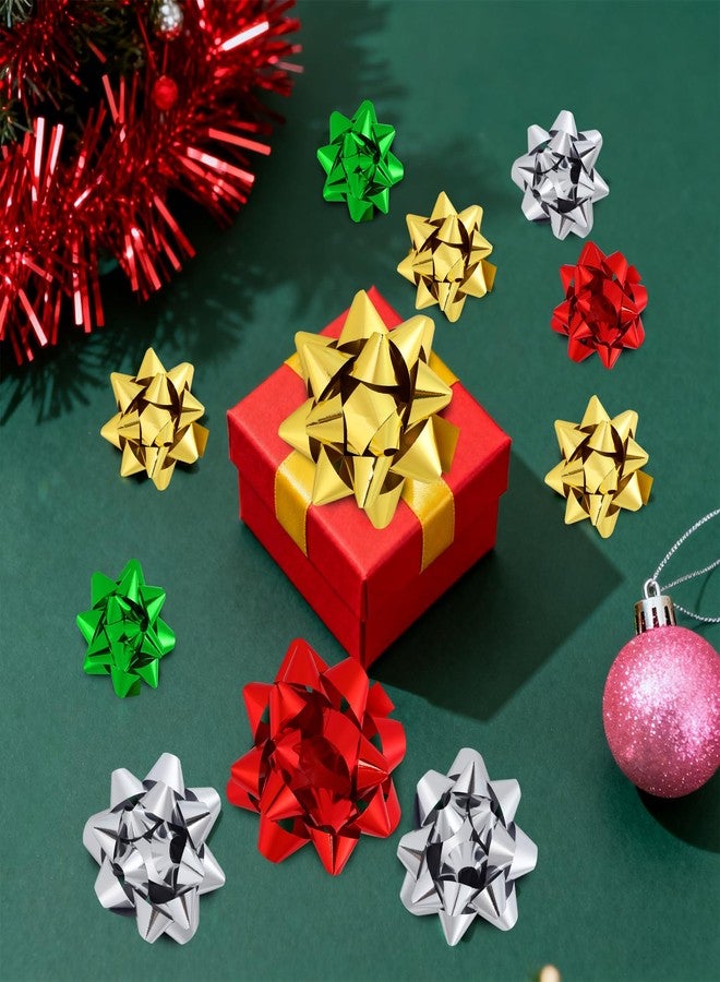 Dyrfolm 40 Pcs Christmas Gift Bow Assortment,Self Adhesive Gift Bows,Red,Green,Gold,Silver Christmas Bow for Wrapping,Holiday Bow for Birthday,Wedding,Bridal Showers(2 Sizes: 3.5 Inches + 4.5 Inches) - Image 5